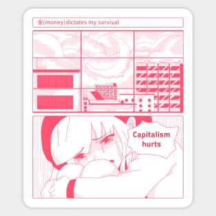 Capitalism Hurts Manga Sticker